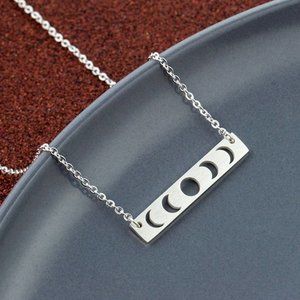 Silver Moon Phase Bar Necklace